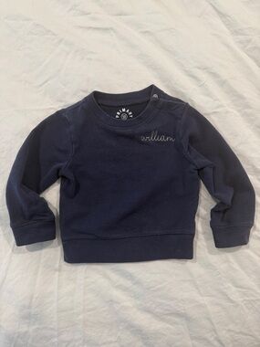 Primary Navy Baby Sweatshirt with 'william' Script size 6-12m